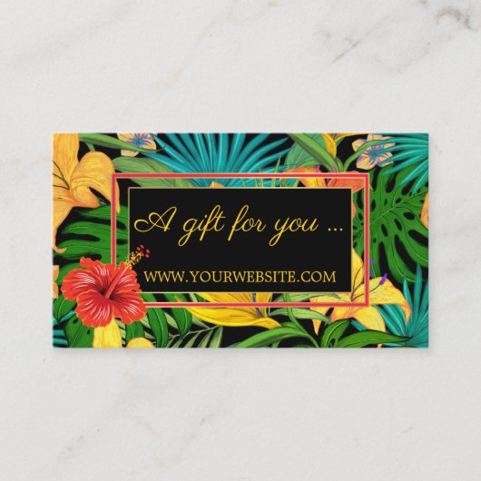 Certificat Cadeau Fleurs Tropicales Colorées Or (Devant)