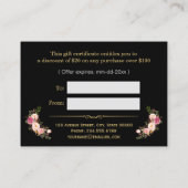 Certificat cadeau Gold Floral Black White Stripes (Dos)