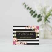 Certificat cadeau Gold Floral Black White Stripes (Debout devant)