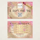 Certificat cadeau Gold Maquillage Artiste Drift QR (Devant & derrière)