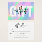 Certificat cadeau Holographique Chic Script (Devant & derrière)