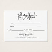 Certificat cadeau Holographique Chic Script (Dos)