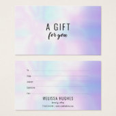 Certificat cadeau Holographique moderne simple (Devant & derrière)