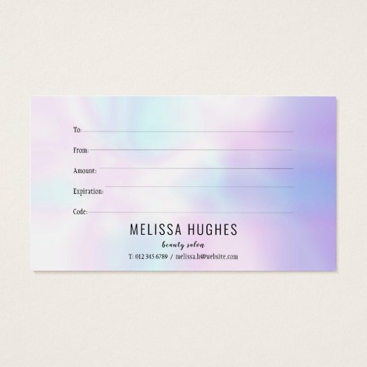 Certificat cadeau Holographique moderne simple (Dos)