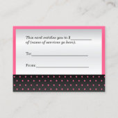 Certificat cadeau Hot Rose et Black (Dos)