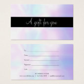 Certificat Cadeau Iridescent Minimaliste de Script (Devant & derrière)