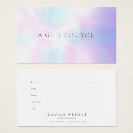 Certificat cadeau Iridescente simple et moderne (Devant & derrière)