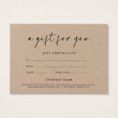 Certificat cadeau kraft de police de caractères él (Dos)