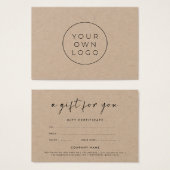 Certificat cadeau kraft de police de caractères él (Devant & derrière)