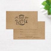 Certificat Cadeau Kraft Rustique (Bureau)