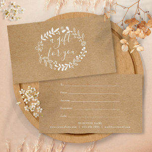 Certificat Cadeau Kraft Rustique Guirlande de Bois