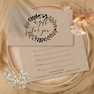 Certificat Cadeau Kraft Rustique Guirlande de Bois