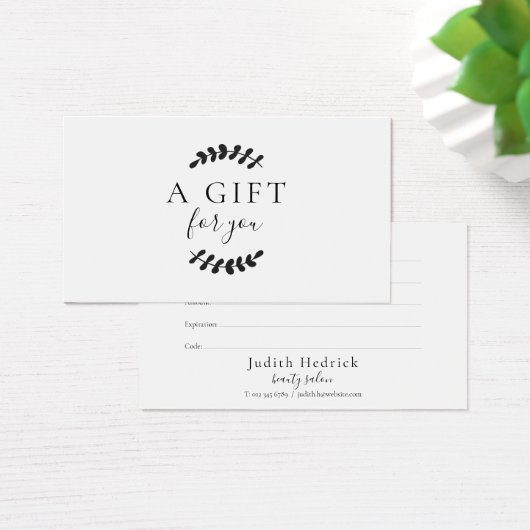 Certificat cadeau Laurel Feuille noir et blanc (Bureau)