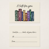 Certificat cadeau livre bibliophile littéraire (Devant & derrière)