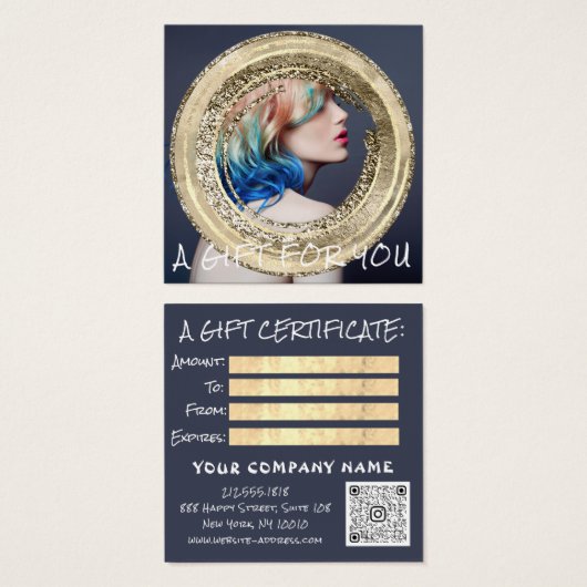 Certificat cadeau Maquillage à ongles QR Logo Phot (Devant & derrière)