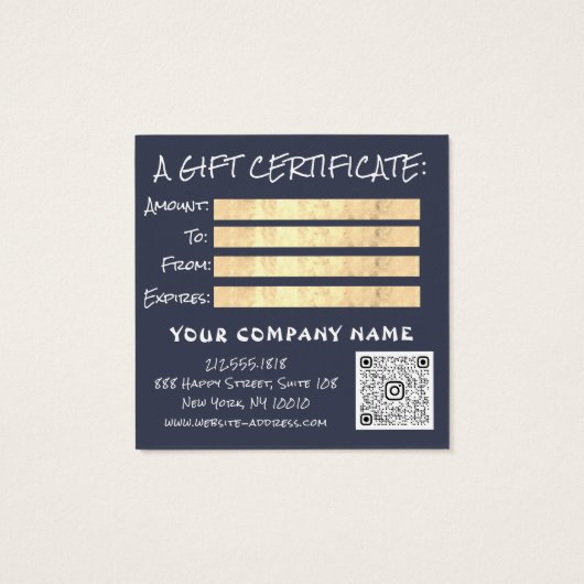 Certificat cadeau Maquillage à ongles QR Logo Phot (Dos)