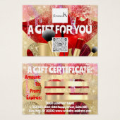 Certificat cadeau maquillage Artiste Logo QR 100 p (Devant & derrière)