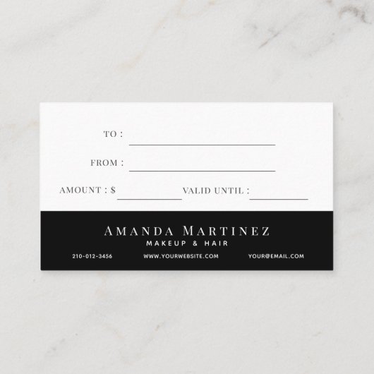 Certificat cadeau Marbre blanc élégant (Dos)