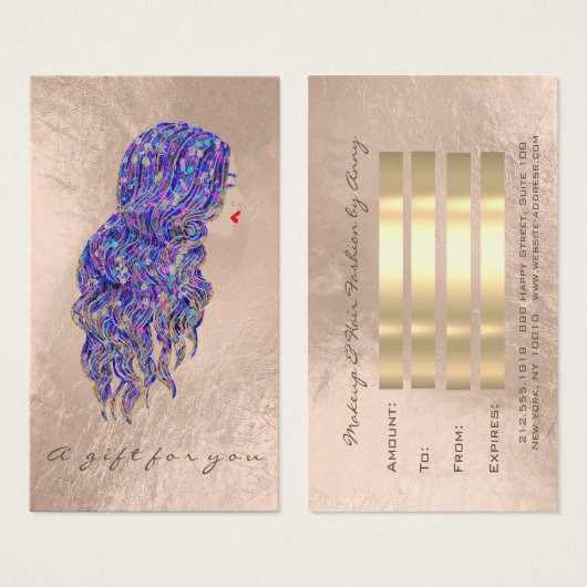 Certificat cadeau Mermaid Gold Coiffeur maquillage (Devant & derrière)