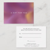 certificat cadeau métallique à l'ombre rose (Devant / Derrière)