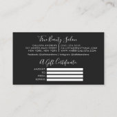 Certificat cadeau minimal en noir blanc (Dos)