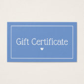 Certificat cadeau minimal, moderne Cornflower Blue (Devant)
