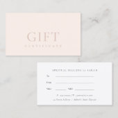 Certificat cadeau minimal rose pâle rose rose (Devant / Derrière)