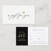 Certificat cadeau minimal simple Gold Heart (Devant / Derrière)