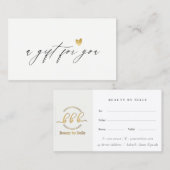 Certificat cadeau minimal simple Gold Heart (Devant / Derrière)