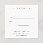 Certificat cadeau minimaliste de calligraphie (Dos)