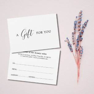 Certificat cadeau minimaliste élégant noir blanc