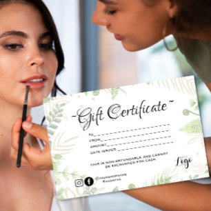 Certificat cadeau minimaliste moderne de fougères 