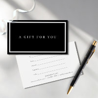 Certificat Cadeau Minimaliste Moderne Noir et Blan