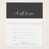 Certificat Cadeau Minimaliste Script (Devant & derrière)