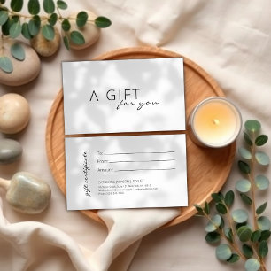 Certificat cadeau minimaliste Spa Salon de beauté