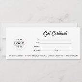 Certificat cadeau Modèle du logo d'entreprise pers (Devant)