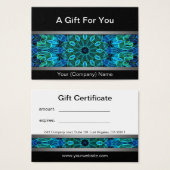 Certificat cadeau moderne Blue & Green Gems (Devant & derrière)