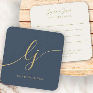 Certificat cadeau moderne élégant Marine Ivory Gol