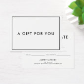 Certificat cadeau moderne minimaliste (Bureau)