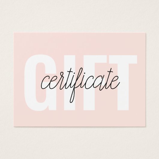 Certificat cadeau moderne minimaliste (Devant)