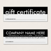 certificat cadeau (montant vide) (Devant & derrière)