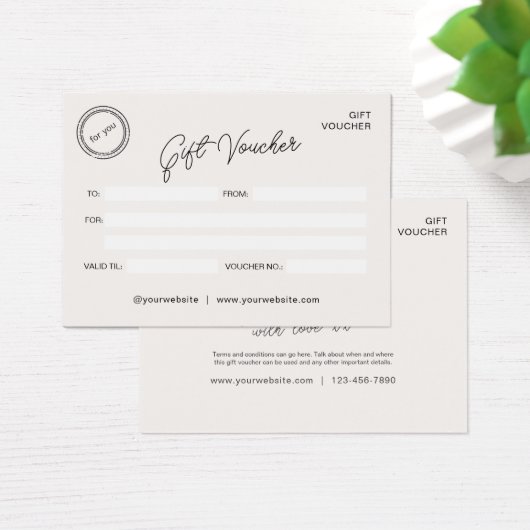 Certificat cadeau Neutral Modern Business Voucher (Bureau)