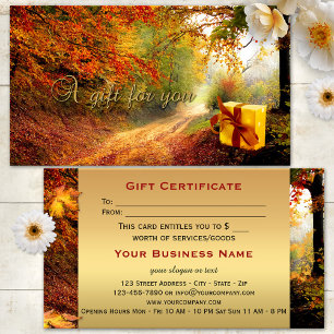 Certificat Cadeau Or Forêt Automne