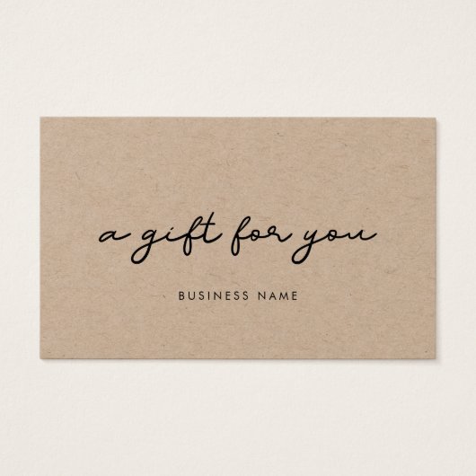 Certificat cadeau papier simple kraft (Devant)
