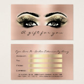 Certificat cadeau Peach Rose Gold Lashes Maquillag (Devant & derrière)