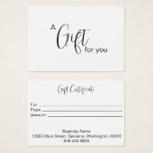 Certificat cadeau personnalisé (Devant & derrière)