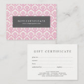 Certificat cadeau personnalisé Pink Damask (Devant / Derrière)