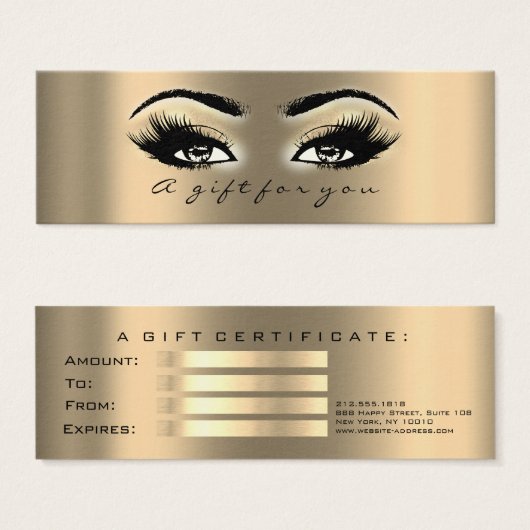 Certificat cadeau Petit Sepia Gold Lashes Maquilla (Devant & derrière)