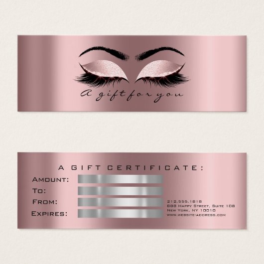 Certificat cadeau Petites cils Maquillage Gris éti (Devant & derrière)