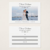 Certificat cadeau photo mariage (Devant & derrière)